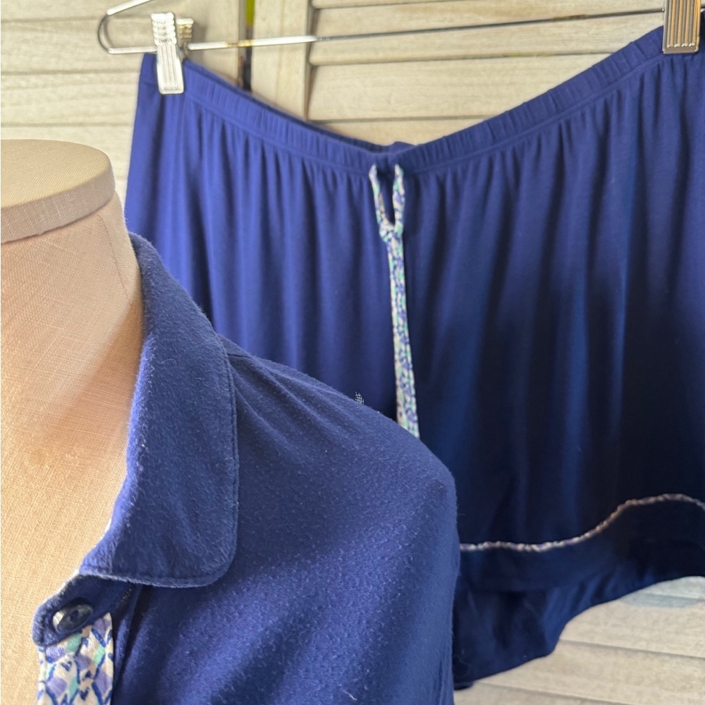 Victoria’s Secret Navy Button-Up Pajama Set Size L Soft Cozy Sleepwear Lounge - Picture 6 of 10